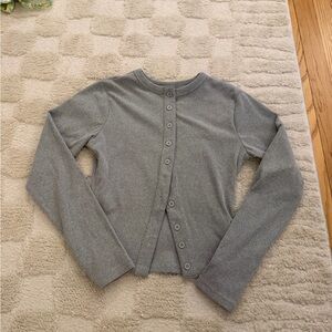 Gray Button-Up Women's Tee